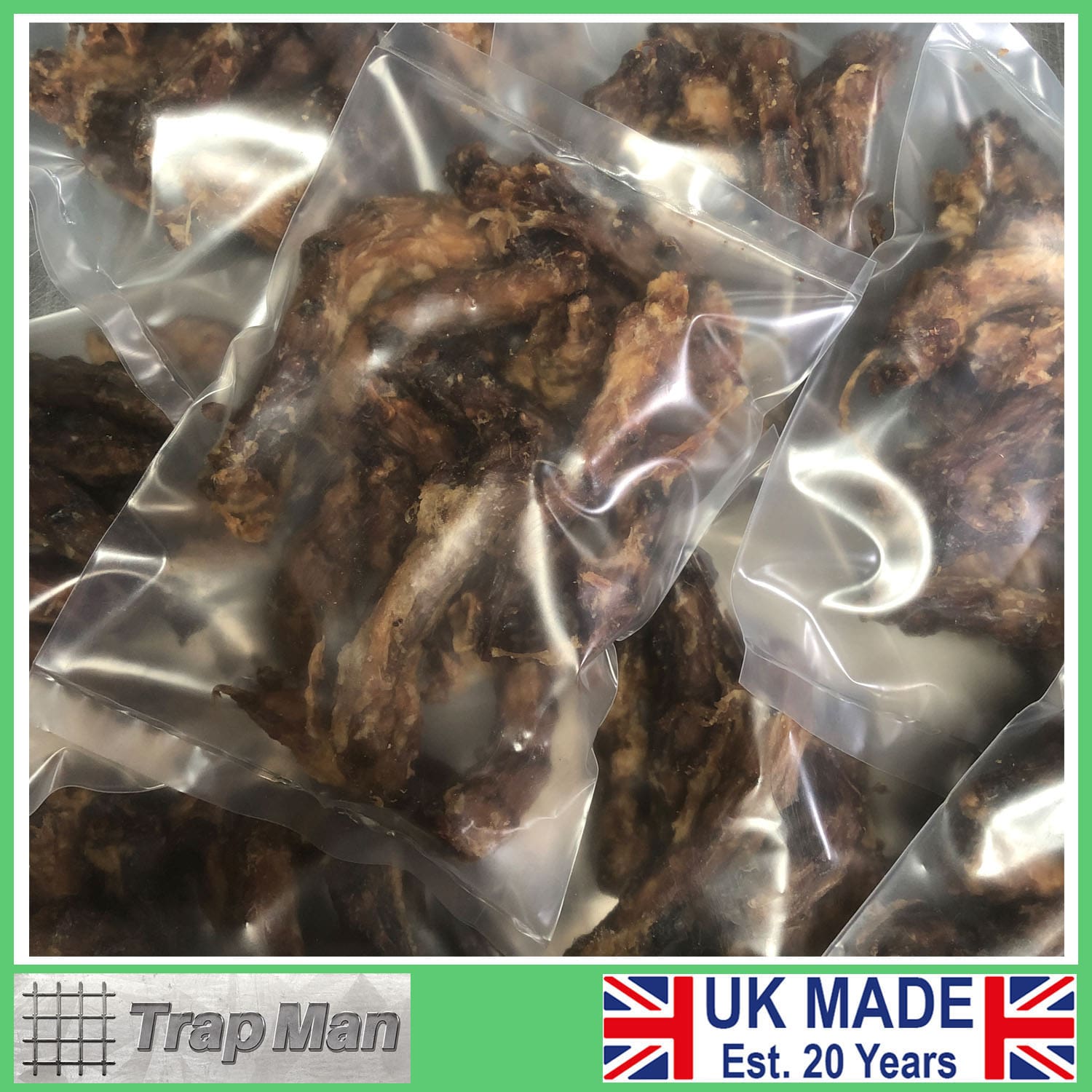 Dried meat bait attractant Can be used to attract mink, rats, feral cats  and foxes