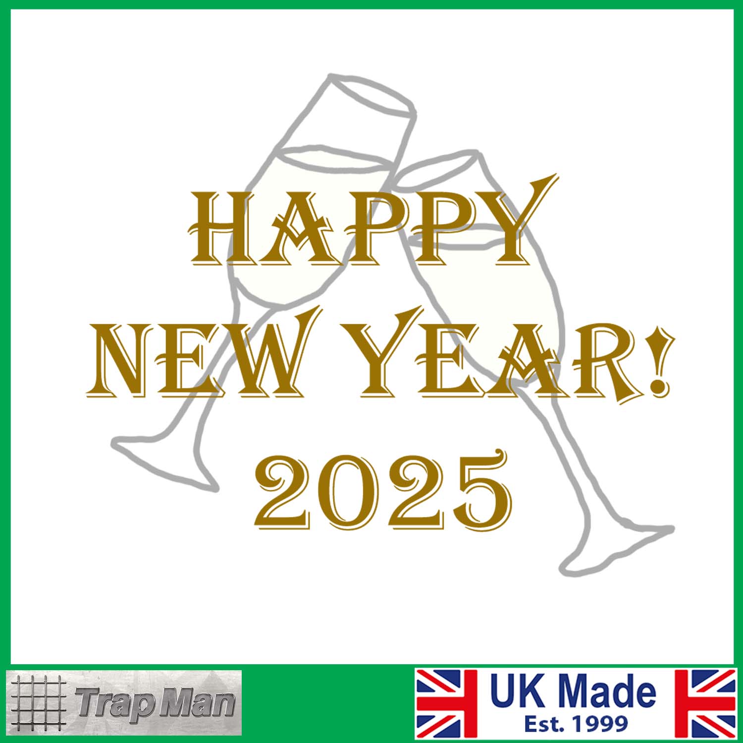 Happy New Year 2025 Champagne Glasses