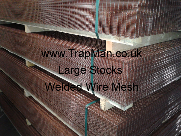 Large stocks of 1"x1"x12g self colour welded wire mesh in stock at cheap prices.