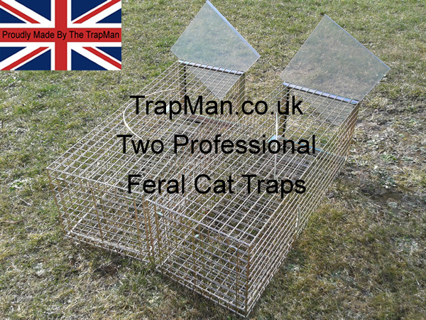 Pack of Two Pro gold feral cat traps by The TrapMan proudly Made in the UK